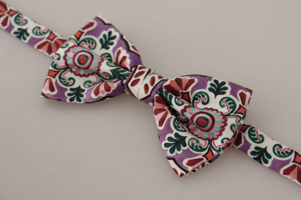 Dolce & Gabbana Multicolor Pattern 100% Silk Neck Papillon Bow Tie - Luxe & Glitz