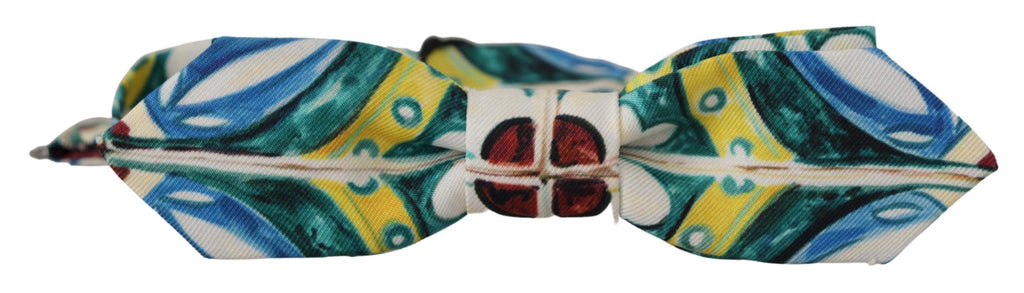 Dolce & Gabbana Multicolor Majolica Print Adjustable Papillon Bow Tie - Luxe & Glitz