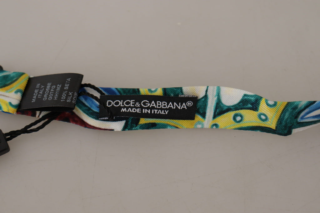 Dolce & Gabbana Multicolor Majolica Print Adjustable Papillon Bow Tie - Luxe & Glitz