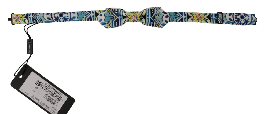 Dolce & Gabbana Multicolor Majolica Print Adjustable Papillon Bow Tie - Luxe & Glitz