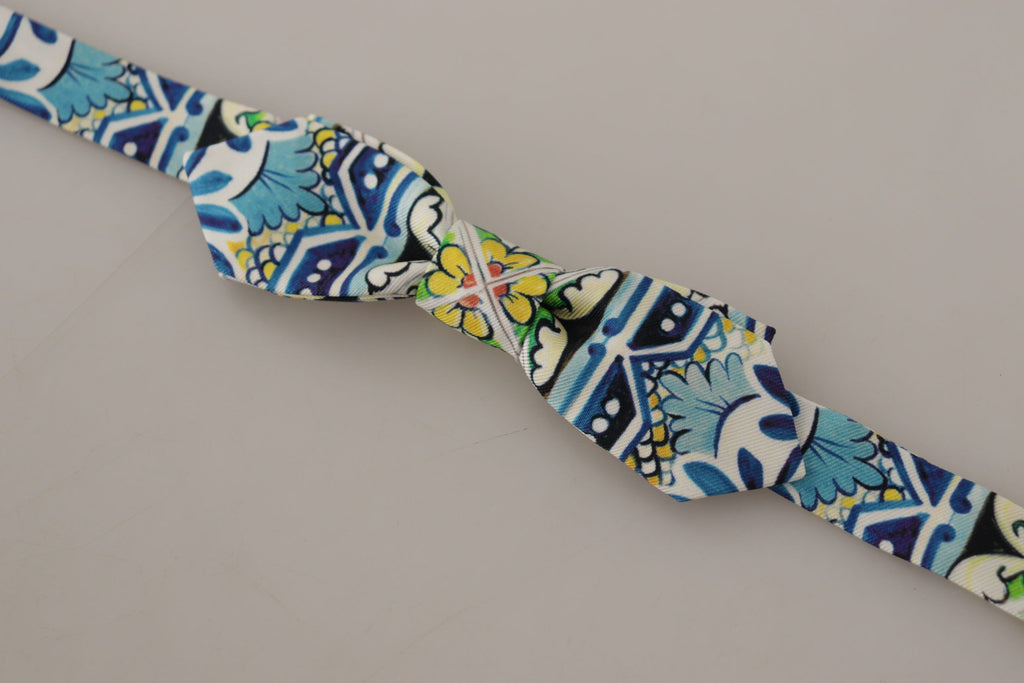 Dolce & Gabbana Multicolor Majolica Print Adjustable Papillon Bow Tie - Luxe & Glitz