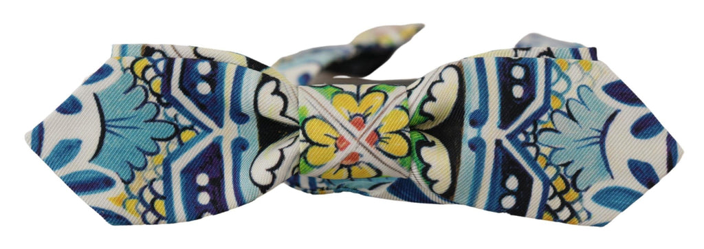 Dolce & Gabbana Multicolor Majolica Print Adjustable Papillon Bow Tie - Luxe & Glitz