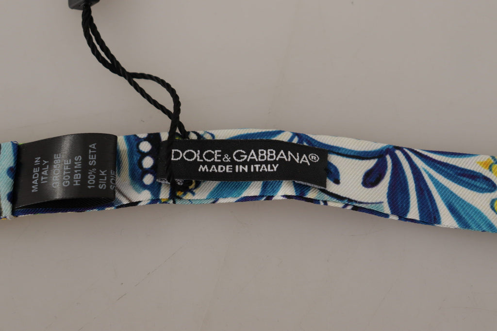 Dolce & Gabbana Multicolor Majolica Print Adjustable Papillon Bow Tie - Luxe & Glitz