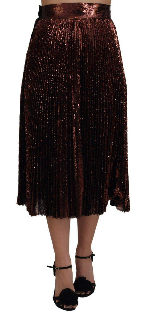 Dolce & Gabbana Bronze Sequined High Waist A-line Maxi Skirt Dolce & Gabbana