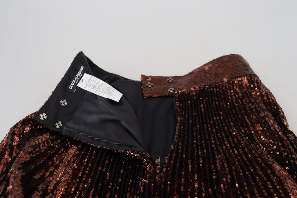 Dolce & Gabbana Bronze Sequined High Waist A-line Maxi Skirt Dolce & Gabbana