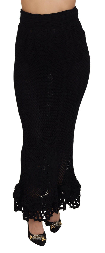 Dolce & Gabbana Black Knitted Cotton High Waist Mermaid Skirt Dolce & Gabbana