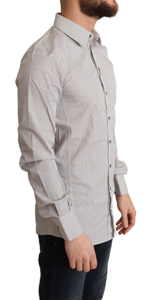 Dolce & Gabbana Gray Cotton Slim Fit Mens SICILY Shirt - Luxe & Glitz