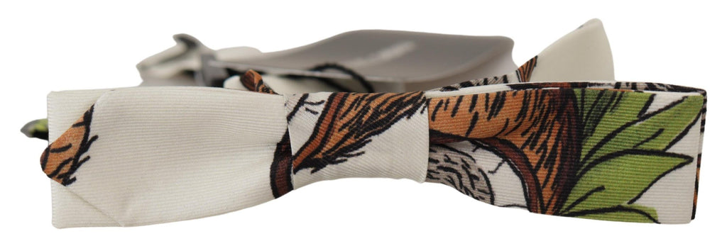 Dolce & Gabbana White Pattern Silk Adjustable Neck Papillon Bow Tie - Luxe & Glitz