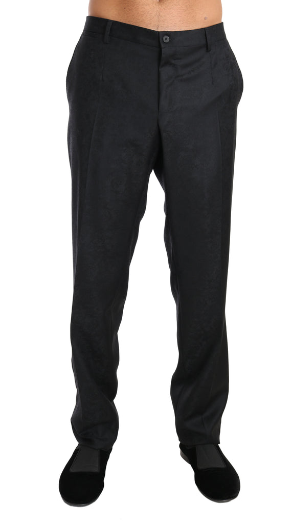 Dolce & Gabbana Gray Cotton Patterned Formal Trousers - Luxe & Glitz