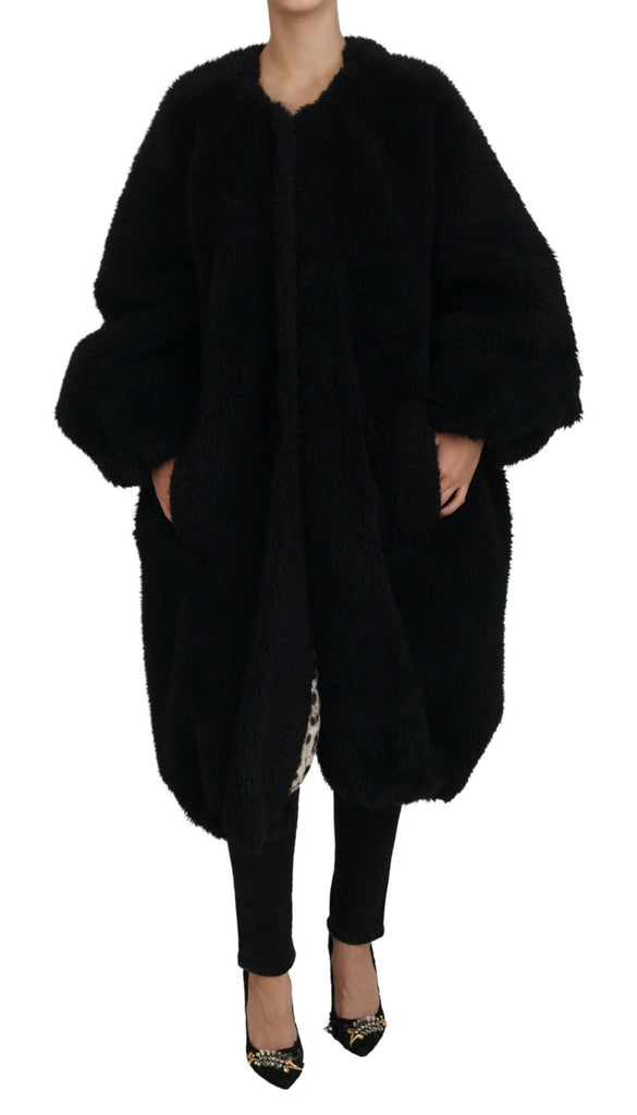 Dolce & Gabbana Black Cashmere Blend Faux Fur Coat Jacket Dolce & Gabbana