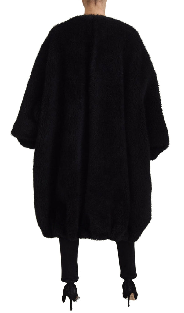 Dolce & Gabbana Black Cashmere Blend Faux Fur Coat Jacket Dolce & Gabbana