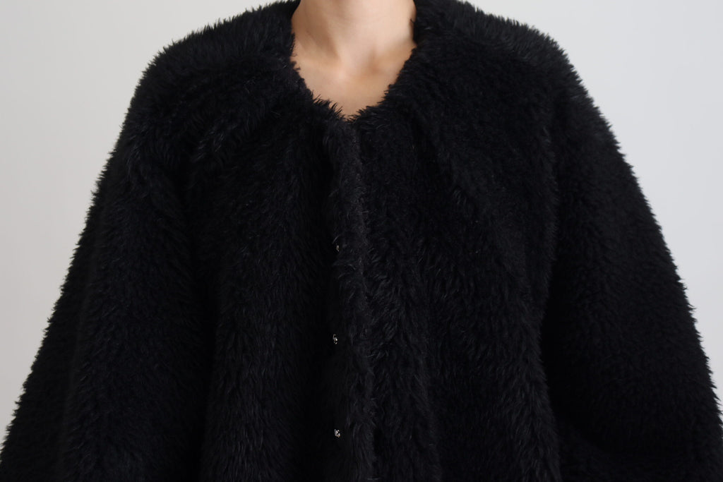 Dolce & Gabbana Black Cashmere Blend Faux Fur Coat Jacket Dolce & Gabbana