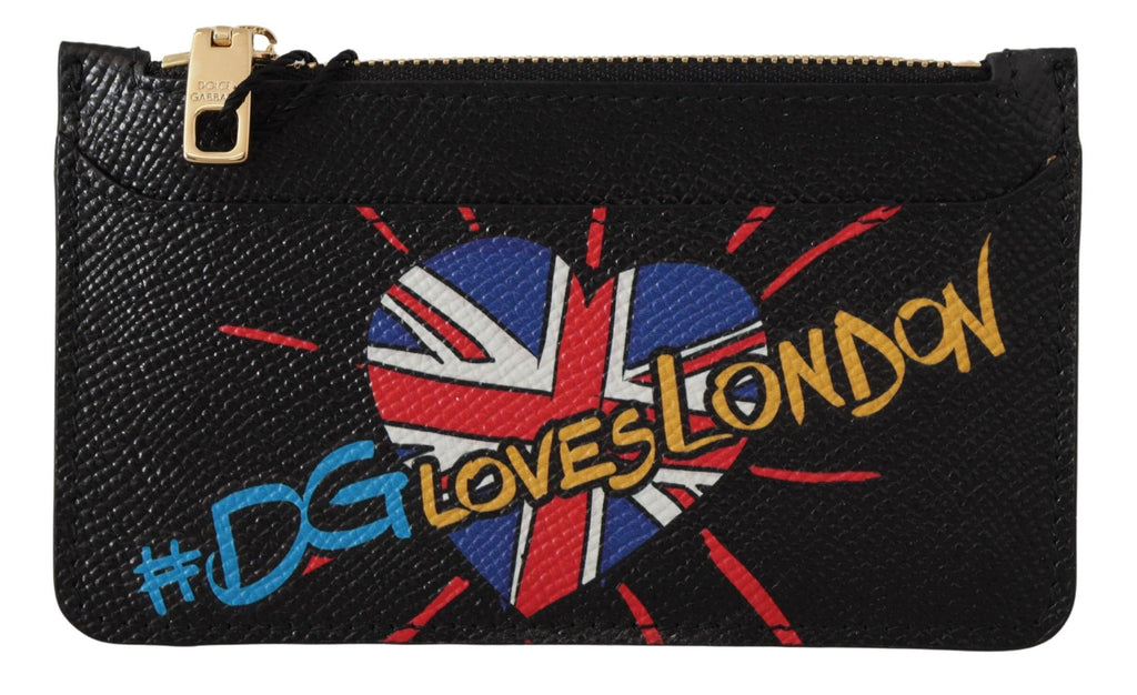 Dolce & Gabbana Black Leather #DGLovesLondon Women Cardholder Coin Case  Wallet - Luxe & Glitz