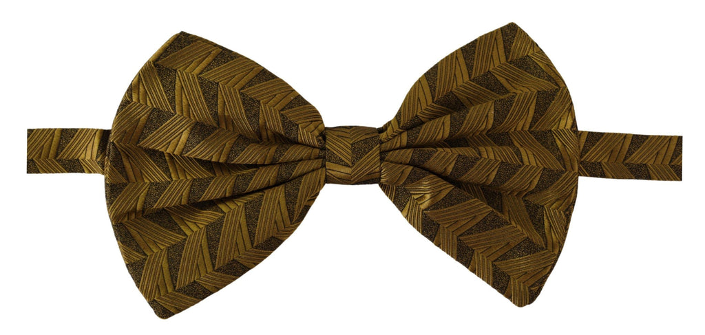 Dolce & Gabbana Gold Fantasy Print Adjustable Neck Papillon Bow Tie - Luxe & Glitz