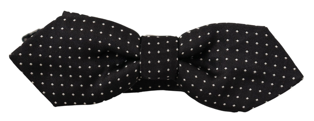 Dolce & Gabbana Black White Polka Dot Adjustable Neck Papillon Bow Tie - Luxe & Glitz