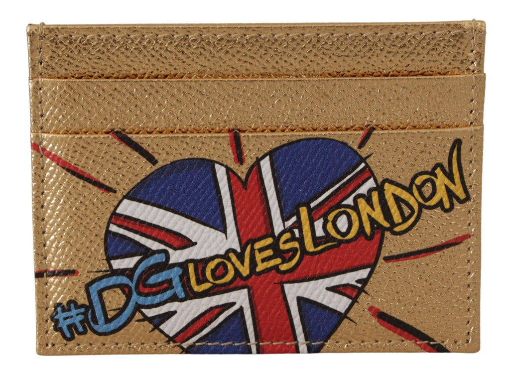 Dolce & Gabbana Gold Leather #DGLovesLondon Women Cardholder Case Wallet - Luxe & Glitz