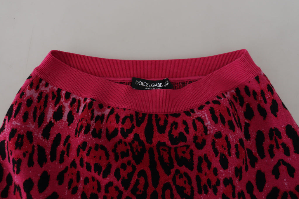 Dolce & Gabbana Pink Leopard High Waist A-line Mini Skirt Dolce & Gabbana