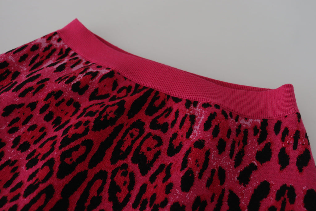 Dolce & Gabbana Pink Leopard High Waist A-line Mini Skirt Dolce & Gabbana