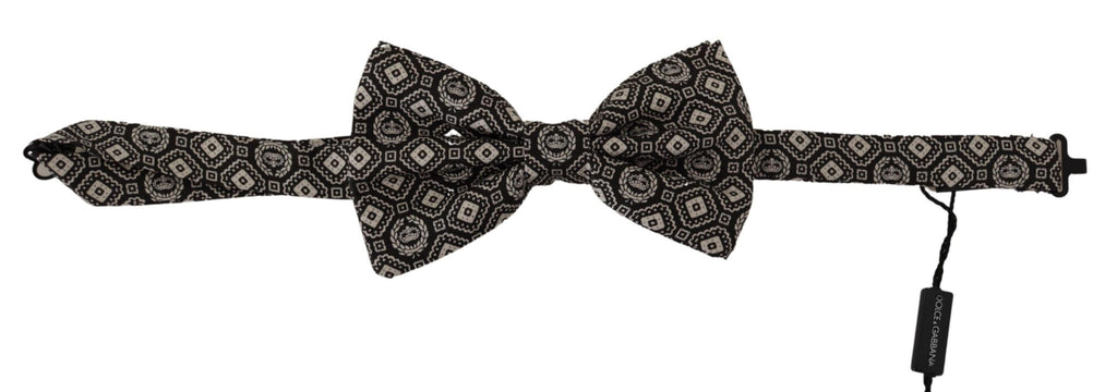 Dolce & Gabbana Black Fantasy Pattern Adjustable Neck Papillon Bow Tie - Luxe & Glitz