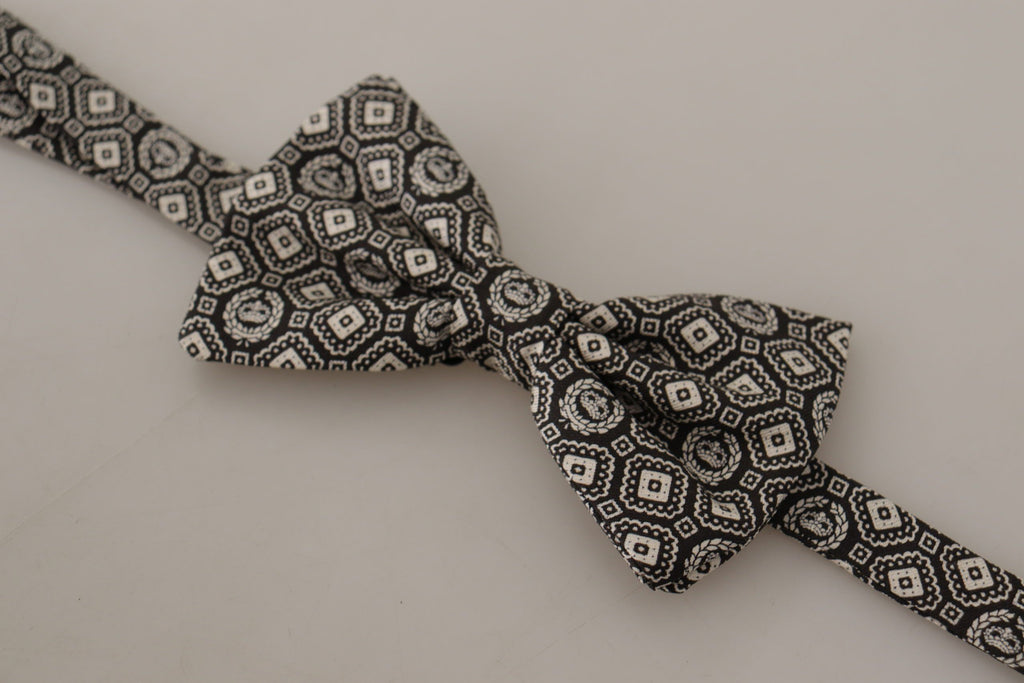 Dolce & Gabbana Black Fantasy Pattern Adjustable Neck Papillon Bow Tie - Luxe & Glitz