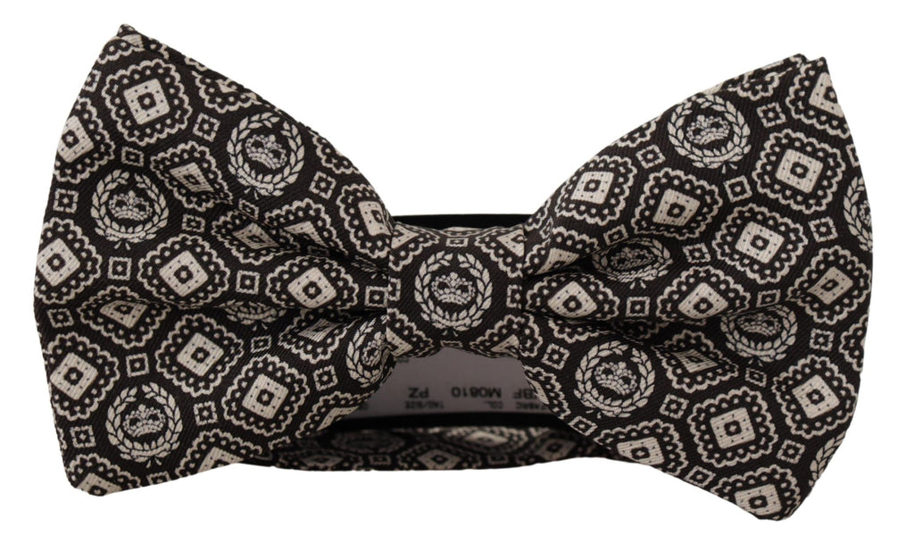 Dolce & Gabbana Black Fantasy Pattern Adjustable Neck Papillon Bow Tie - Luxe & Glitz