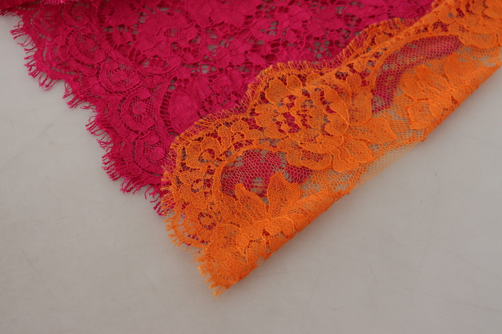 Dolce & Gabbana Pink Orange Lace Cotton High Waist Shorts Dolce & Gabbana