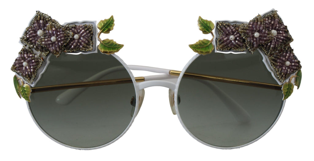 Dolce & Gabbana Gold Floral Embellished Metal Frame Round DG2186 Sunglasses Dolce & Gabbana