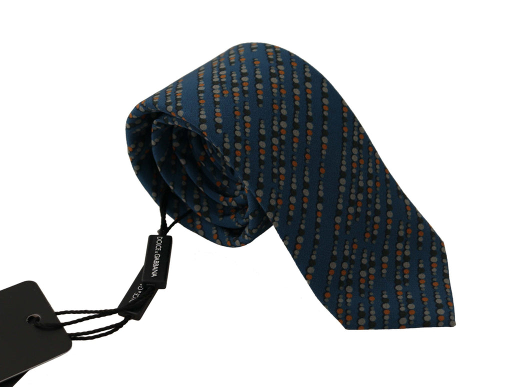 Dolce & Gabbana Blue Circle Fantasy Print Silk Adjustable Accessory Tie - Luxe & Glitz