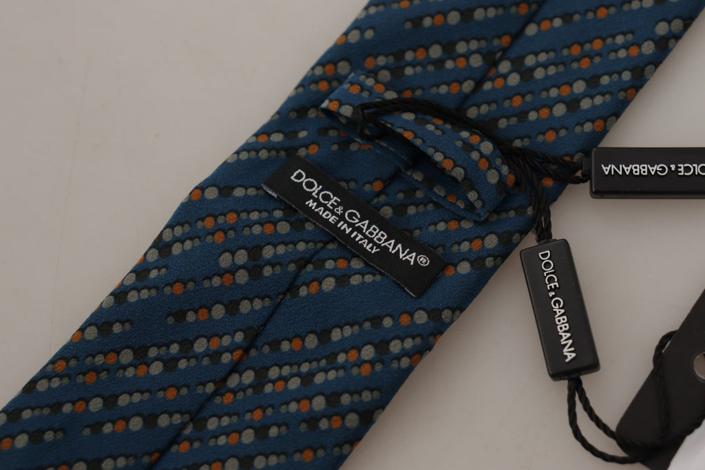 Dolce & Gabbana Blue Circle Fantasy Print Silk Adjustable Accessory Tie - Luxe & Glitz