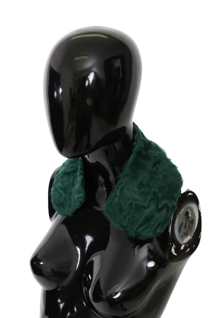 Dolce & Gabbana Green Fur Shoulder Collar Wrap Lambskin Scarf - Luxe & Glitz