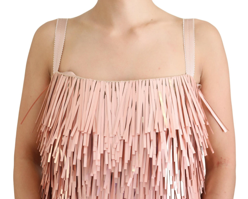 Dolce & Gabbana Pink Tinsel Sleeveless Shift A-line Dress Dolce & Gabbana