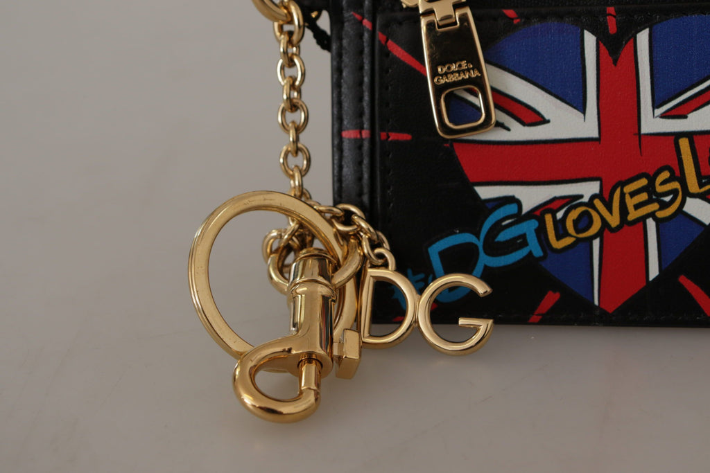 Dolce & Gabbana Black Leather #DGLovesLondon Keyring Cardholder Coin Case - Luxe & Glitz