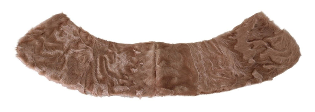 Dolce & Gabbana Beige Fur Shoulder Collar Wrap Lambskin Scarf - Luxe & Glitz