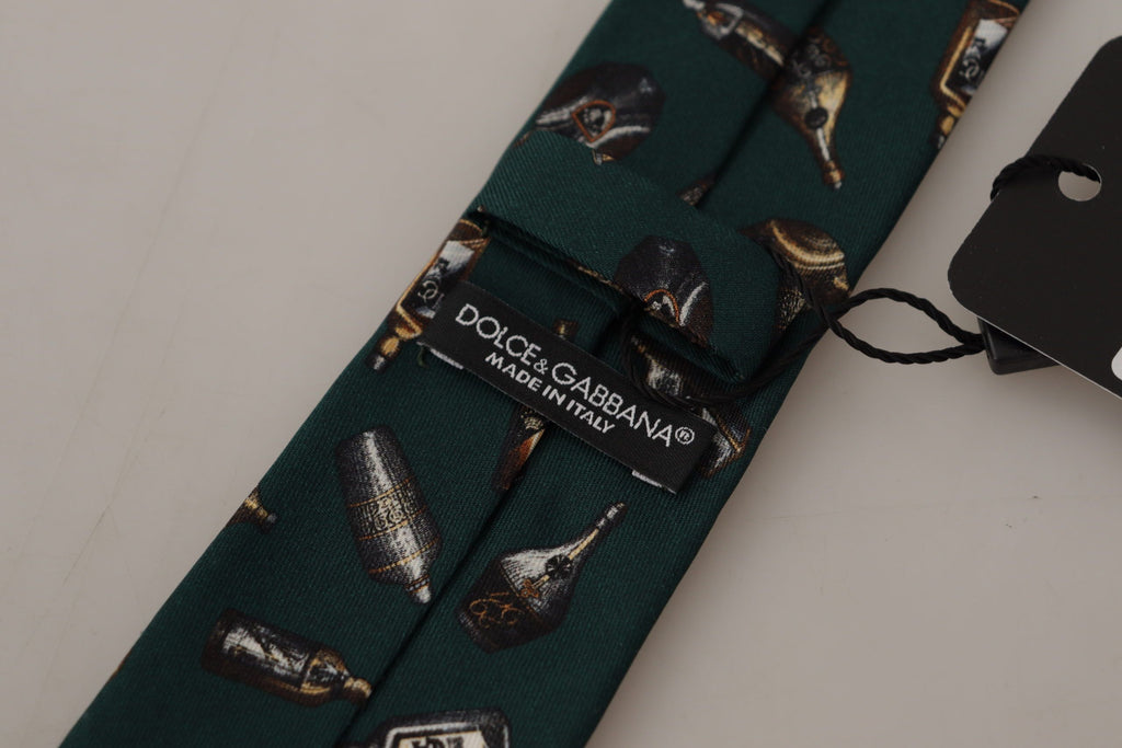 Dolce & Gabbana Black Bottle Fantasy Print Silk Adjustable Accessory Tie - Luxe & Glitz