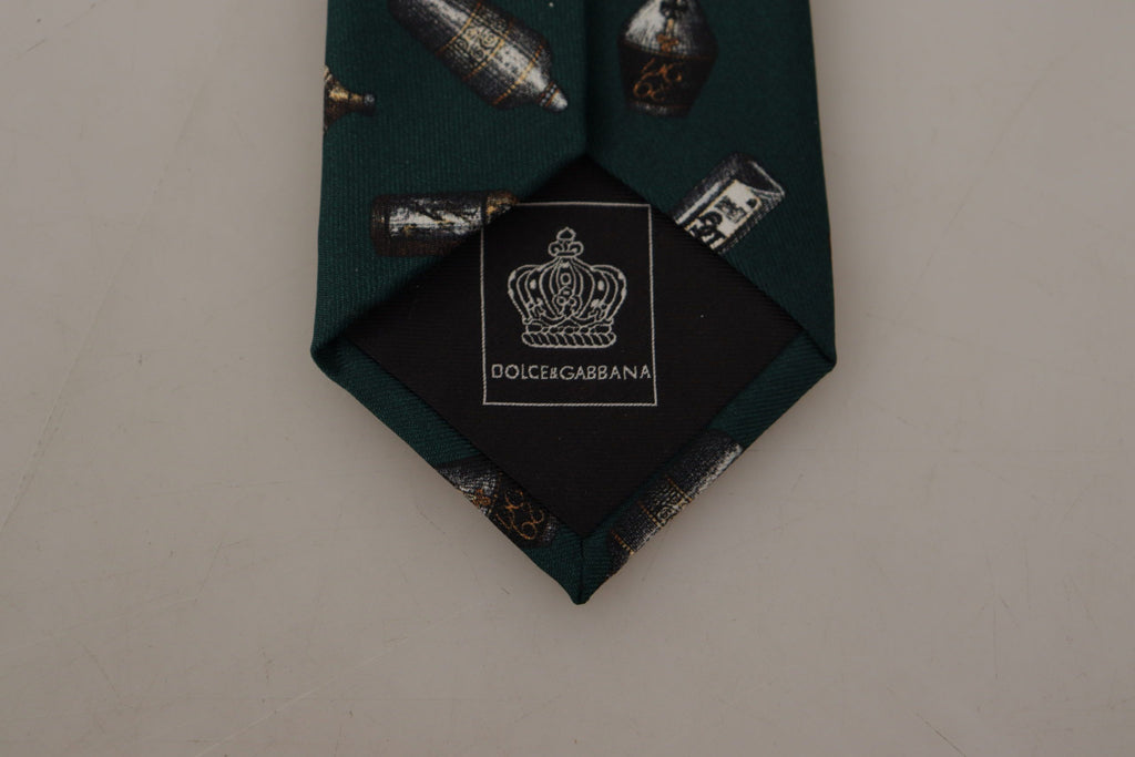 Dolce & Gabbana Black Bottle Fantasy Print Silk Adjustable Accessory Tie - Luxe & Glitz