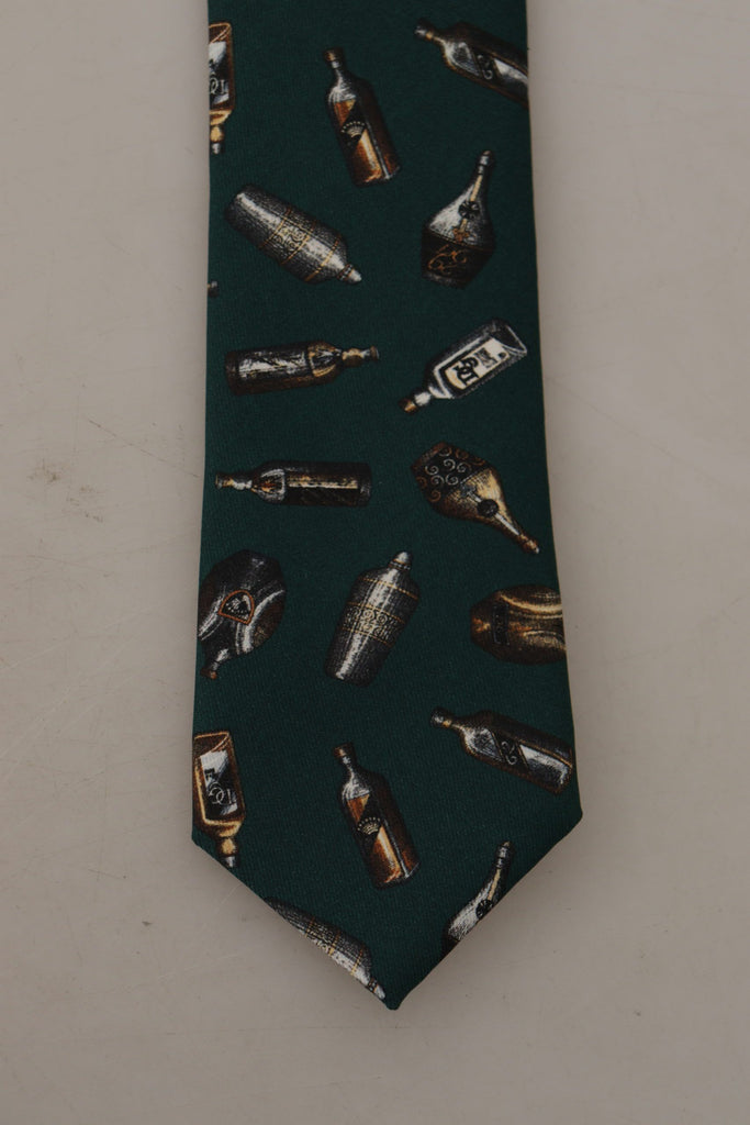 Dolce & Gabbana Black Bottle Fantasy Print Silk Adjustable Accessory Tie - Luxe & Glitz