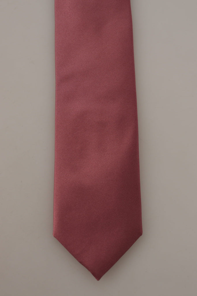 Dolce & Gabbana Pink Solid Print Silk Adjustable Necktie Accessory Tie - Luxe & Glitz