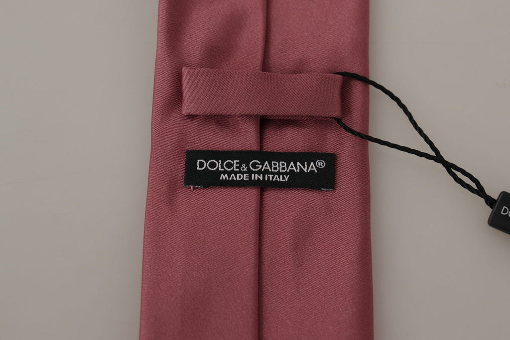 Dolce & Gabbana Pink Solid Print Silk Adjustable Necktie Accessory Tie - Luxe & Glitz