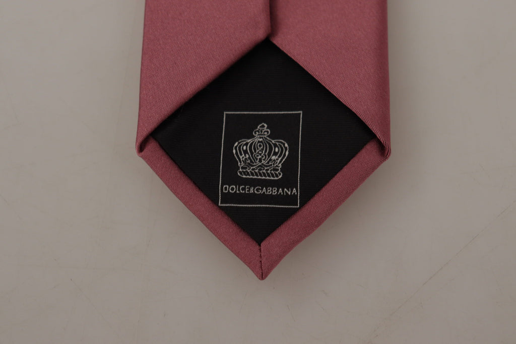 Dolce & Gabbana Pink Solid Print Silk Adjustable Necktie Accessory Tie - Luxe & Glitz