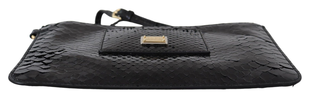 Dolce & Gabbana Black Leather Coin Purse Wristlet Mirror Agnese Wallet - Luxe & Glitz