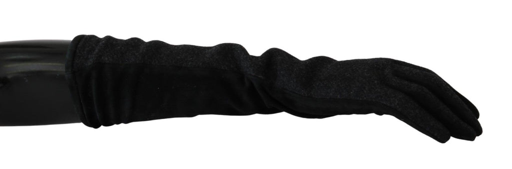 Dolce & Gabbana Black Gray Mid Arm Length Mittens Wool  Gloves - Luxe & Glitz