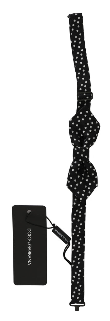 Dolce & Gabbana Black Polka Dots Silk Adjustable Neck Papillon Men Bow Tie - Luxe & Glitz