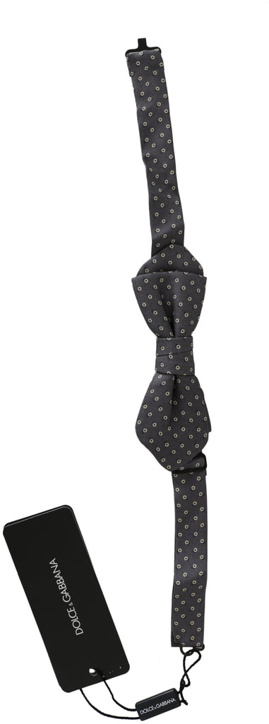 Dolce & Gabbana Gray Circles Silk Slim Adjustable Neck Papillon men Bow Tie - Luxe & Glitz