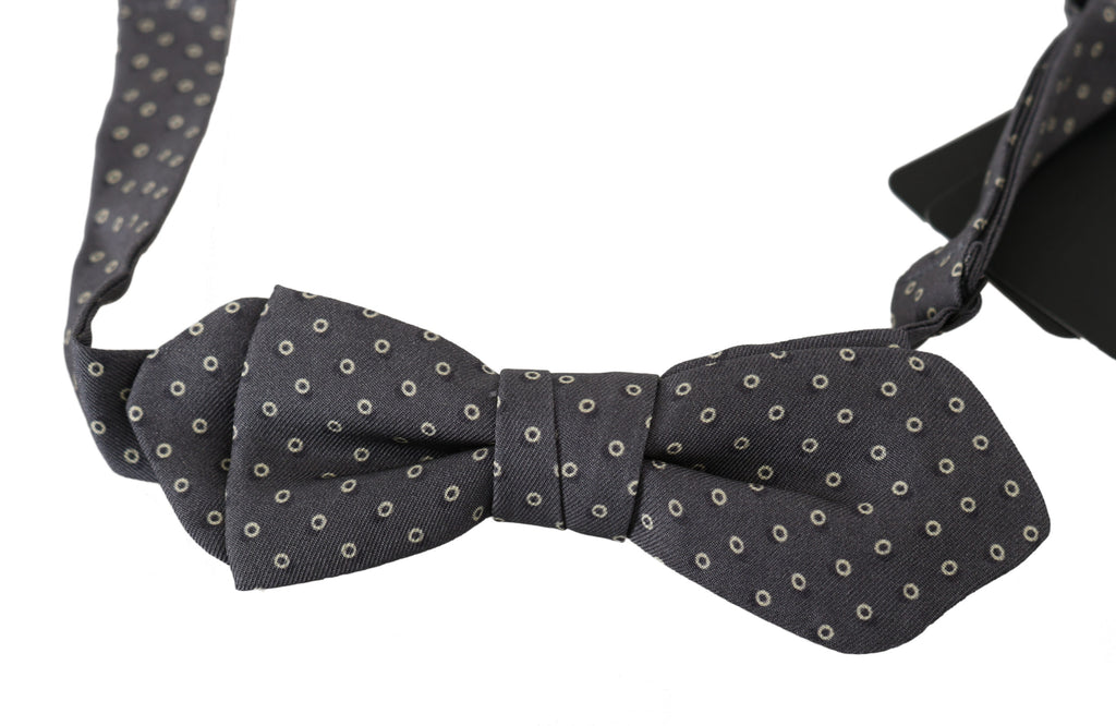 Dolce & Gabbana Gray Circles Silk Slim Adjustable Neck Papillon men Bow Tie - Luxe & Glitz