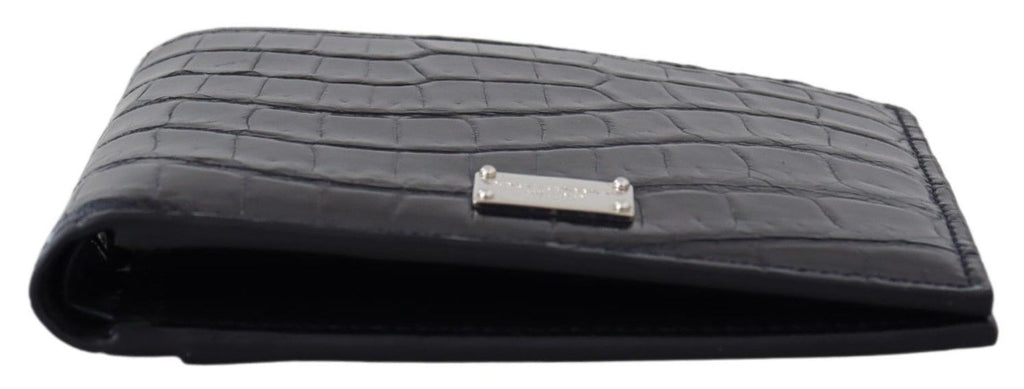 Dolce & Gabbana Black Bifold Card Holder Men Exotic Leather Wallet - Luxe & Glitz