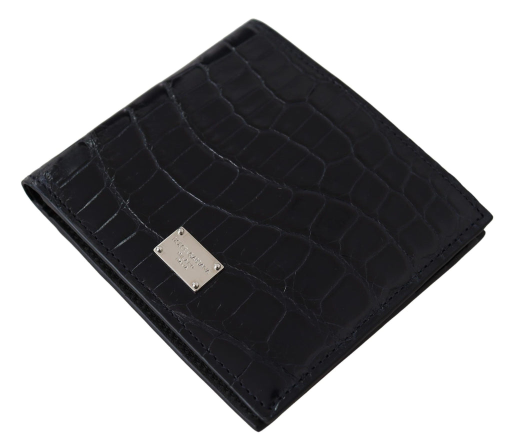 Dolce & Gabbana Black Bifold Card Holder Men Exotic Leather Wallet - Luxe & Glitz