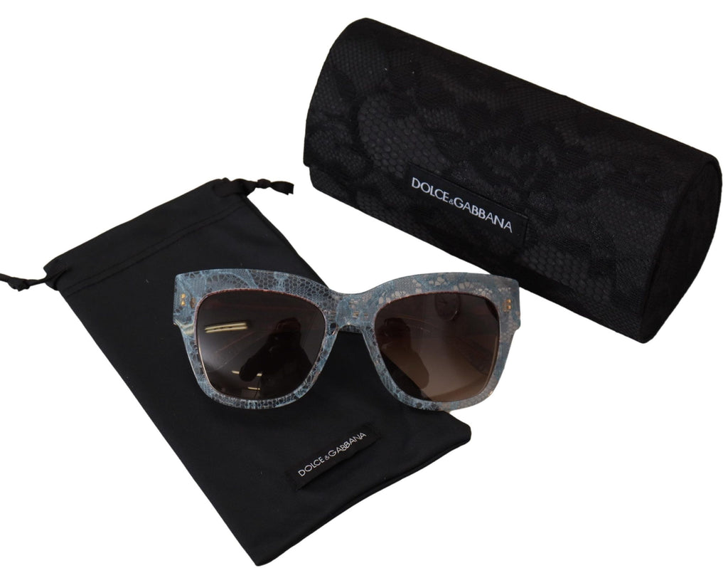 Dolce & Gabbana Blue Lace Acetate Rectangle DG4231 Shades Sunglasses Dolce & Gabbana