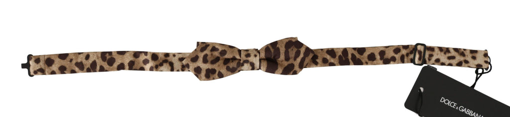 Dolce & Gabbana Brown Leopard Silk Adjustable Neck Papillon Men Bow Tie - Luxe & Glitz