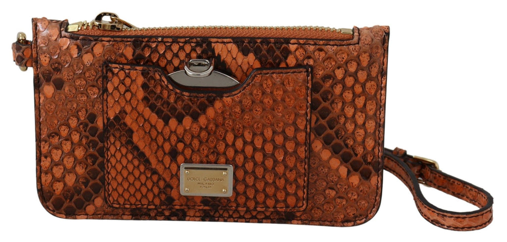 Dolce & Gabbana Brown Leather Coin Purse Wristlet Mirror AGNESE Wallet - Luxe & Glitz