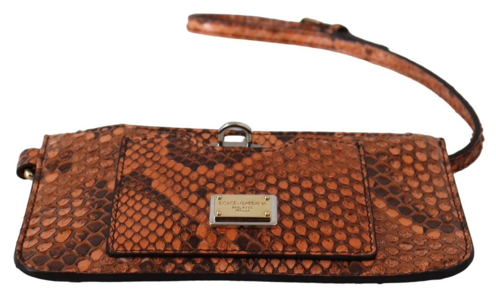 Dolce & Gabbana Brown Leather Coin Purse Wristlet Mirror AGNESE Wallet - Luxe & Glitz